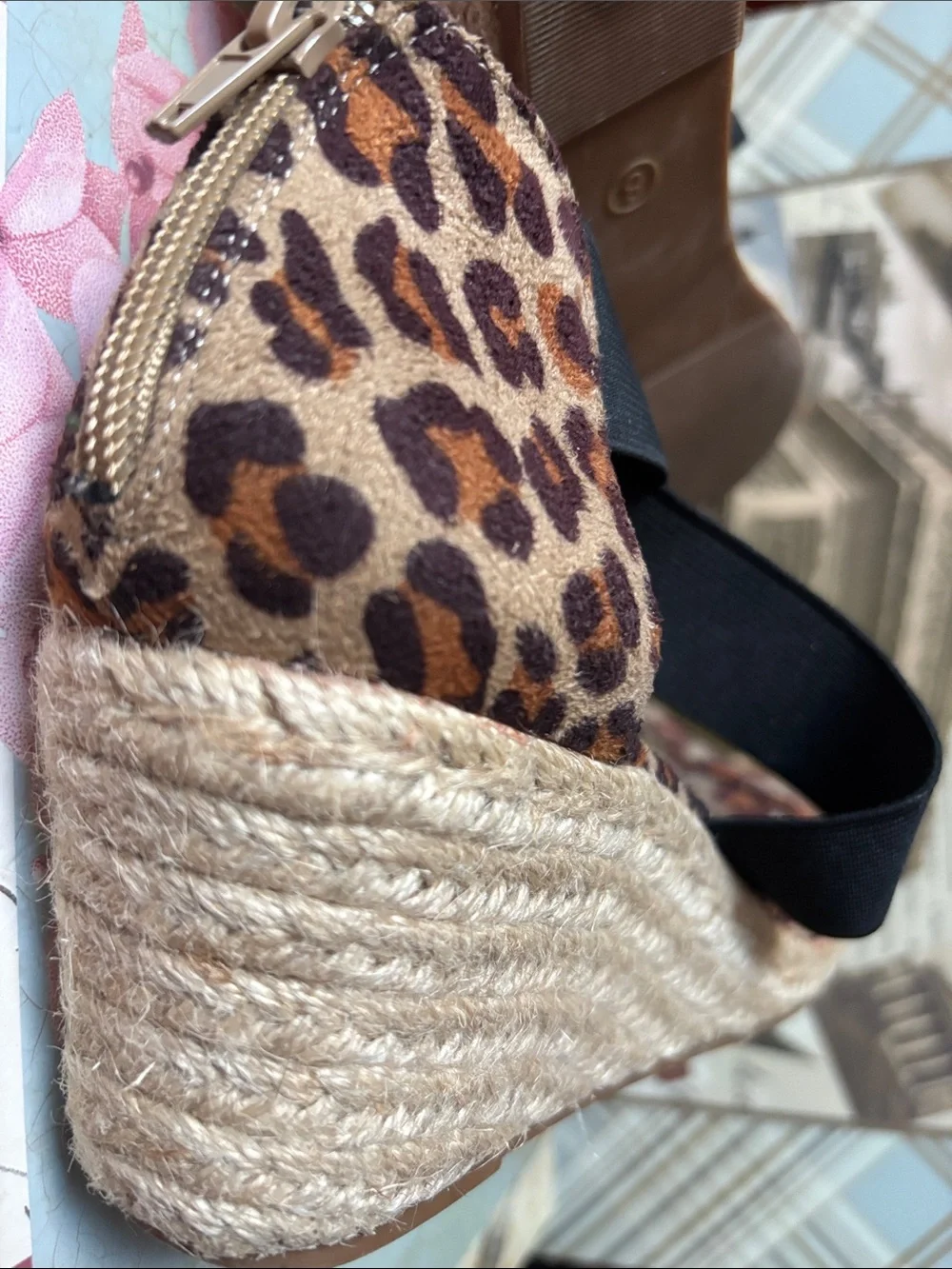 Jolimall leopard print espadrille wedge sandals